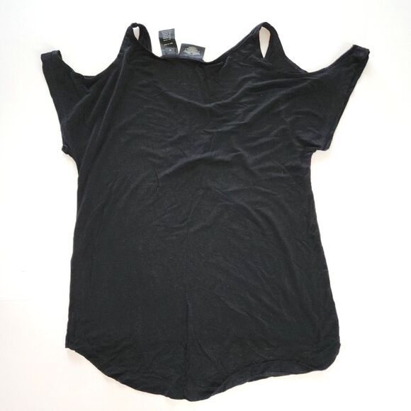 Harley Davidson Black Cold Shoulder T-Shirt Size M - Picture 3 of 7